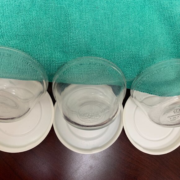 BOWLS - 3 Lot Anchor Hocking Clear Glass Custard Cups & lids, Ramkins 6oz 1034 - Picture 10 of 13